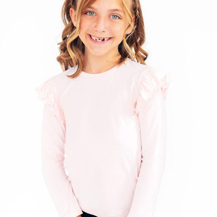 Petal Pink L/S Ruffle Tee