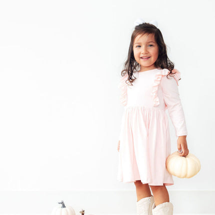 Petal Pink L/S Ruffle Twirl Dress