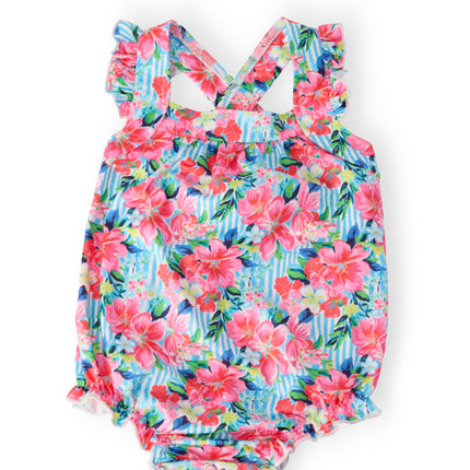 Petals in Paradise Ruffle Cross Back Romper
