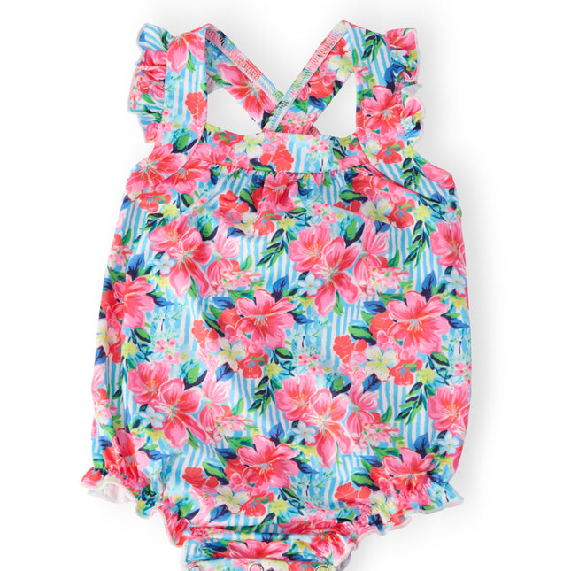 Petals in Paradise Ruffle Cross Back Romper - Dashing Nova