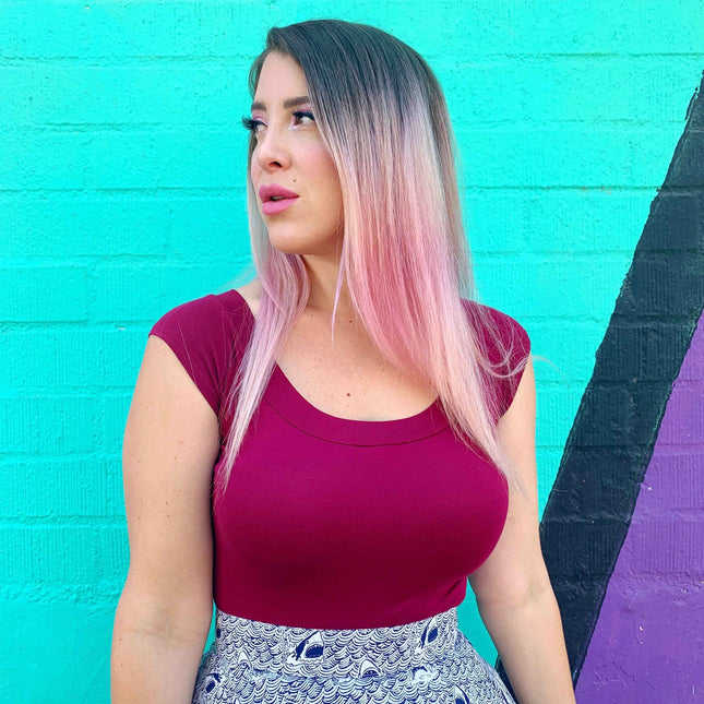 Retro Boat Neck Top in Burgundy