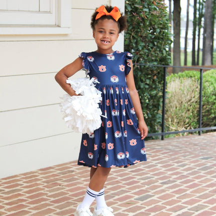 Auburn Blue Aubie Flutter Twirl Dress - Dashing Nova