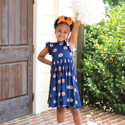Auburn Blue Aubie Flutter Twirl Dress - Dashing Nova