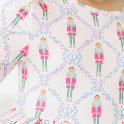 Pink Nutcracker 3/4 Sleeve Pocket Twirl Dress