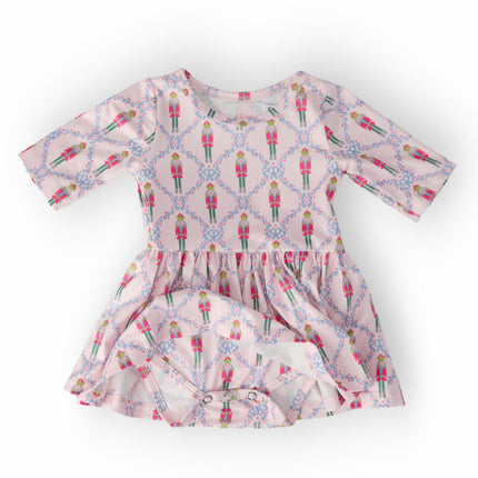 Pink Nutcracker 3/4 Sleeve Twirl Bodysuit