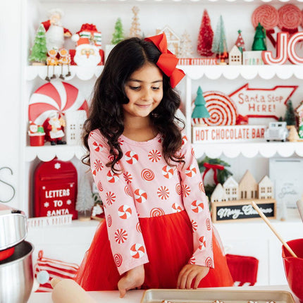 Pink Peppermint L/S Tutu Dress