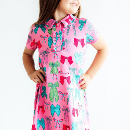 Pink Twirls & Ties S/S Polo Dress