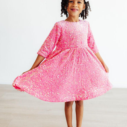 Pink Velvet Sequin Dress