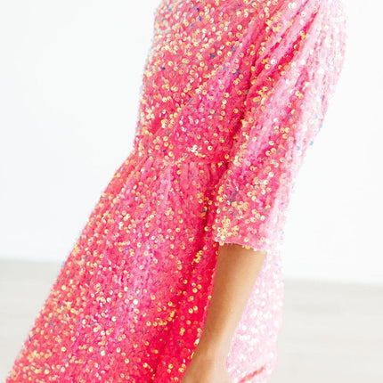 Pink Velvet Sequin Dress