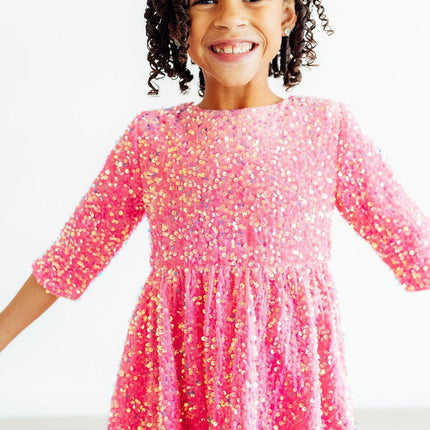 Pink Velvet Sequin Dress