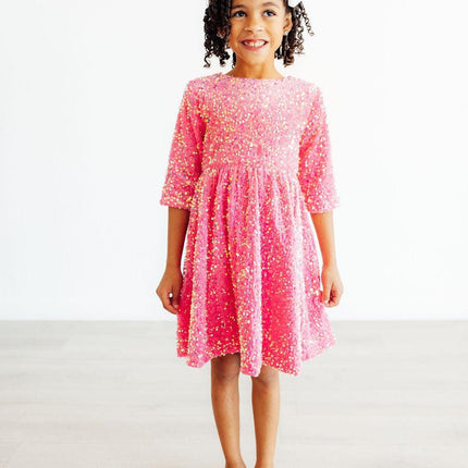 Pink Velvet Sequin Dress