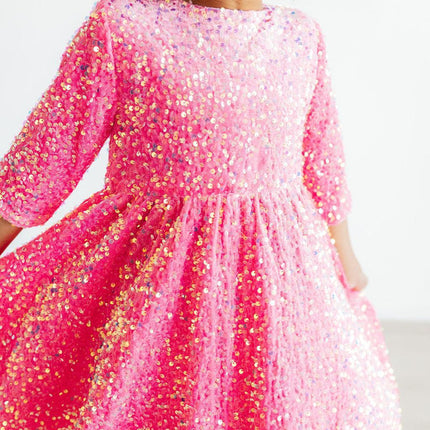 Pink Velvet Sequin Dress