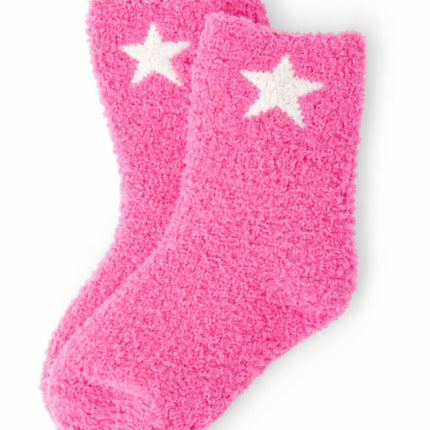 Bright Pink/Coconut Star Cozy Socks