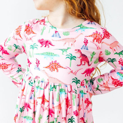 Pinkosaurus Rex L/S Pocket Twirl Dress