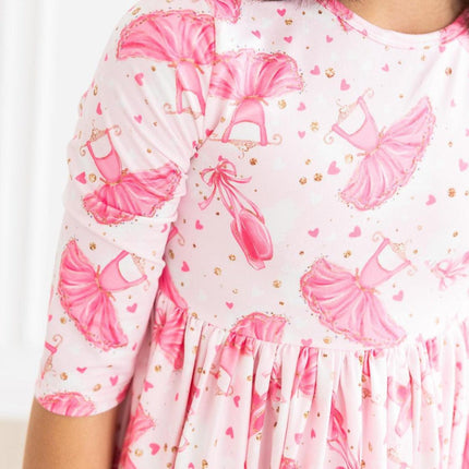 Pirouette 3/4 Sleeve Pocket Twirl Dress