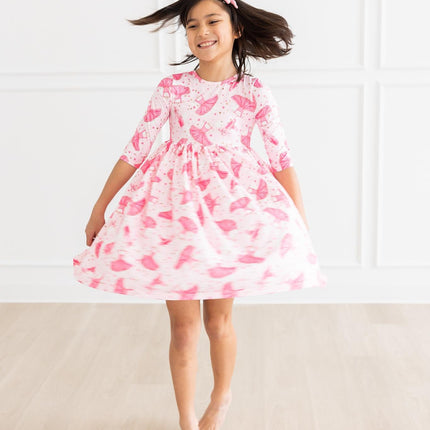 Pirouette 3/4 Sleeve Pocket Twirl Dress