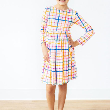 Plaid About You L/S Pocket Twirl Dress