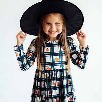 Plaid Pumpkins L/S Pocket Twirl Dress