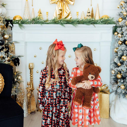 Plaid Trees L/S Pocket Twirl Dress