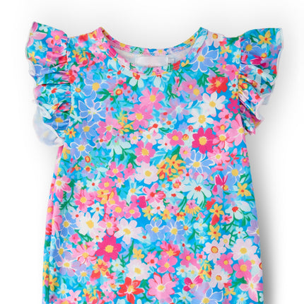 Preppy Floral S/S Ruffle Tee