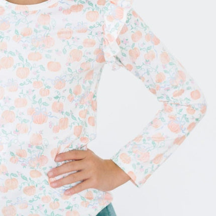 Pretty Pumpkins L/S Ruffle Tee