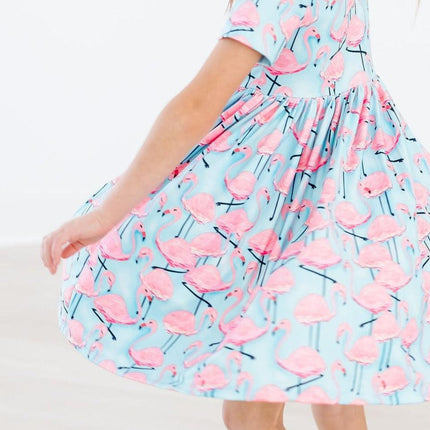 Pretty in Pink Flamingos S/S Pocket Twirl Dress