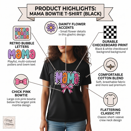 Womens Coquette Mama Shirt Cute Bow Graphic Mothers Day Gift Tee - Shaketea