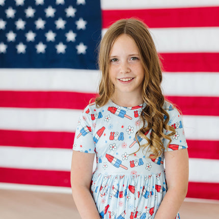 SALE Proudly Patriotic S/S Pocket Twirl Dress