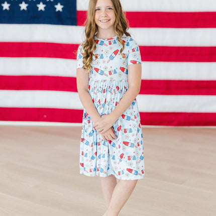 SALE Proudly Patriotic S/S Pocket Twirl Dress