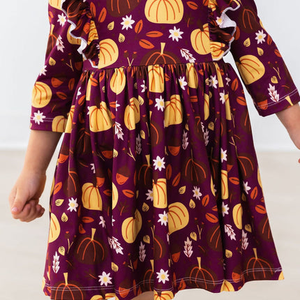 Pumpkin Patch 3/4 Sleeve Ruffle Twirl Dress