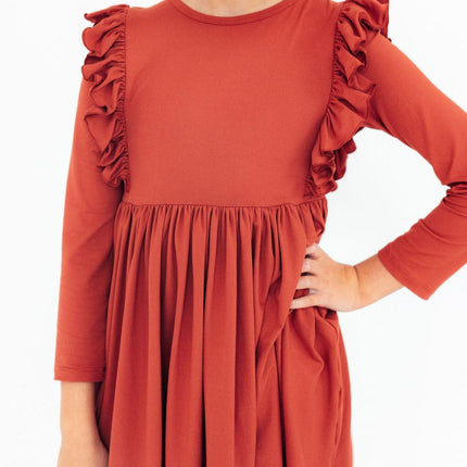 Pumpkin Spice L/S Ruffle Twirl Dress