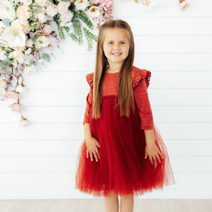 Pumpkin Spice Shimmer 3/4 Sleeve Tutu Dress