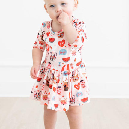 Puppy Love 3/4 Sleeve Twirl Bodysuit