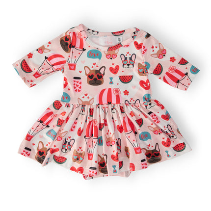 Puppy Love 3/4 Sleeve Twirl Bodysuit