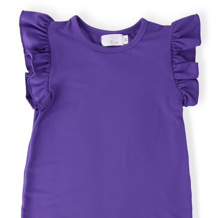 Purple S/S Ruffle Tee
