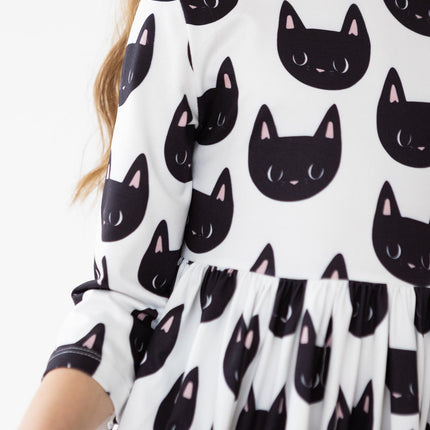 Purrfect 3/4 Sleeve Pocket Twirl Dress