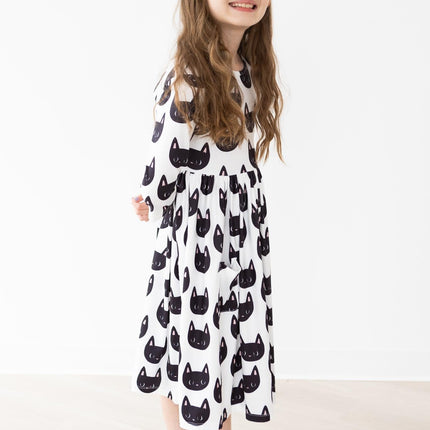 Purrfect 3/4 Sleeve Pocket Twirl Dress