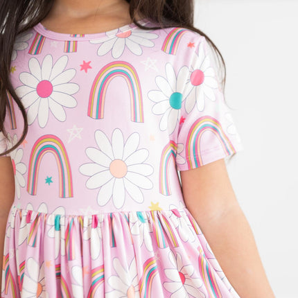 Rainbow Daisies S/S Pocket Twirl Dress