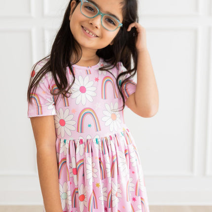 Rainbow Daisies S/S Pocket Twirl Dress