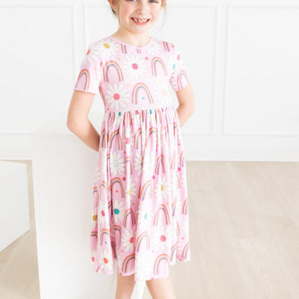 Rainbow Daisies S/S Pocket Twirl Dress