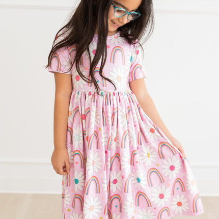 Rainbow Daisies S/S Pocket Twirl Dress