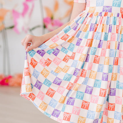 SALE Rainbow Ribbons S/S Pocket Twirl Dress