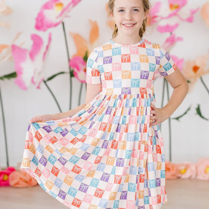 SALE Rainbow Ribbons S/S Pocket Twirl Dress