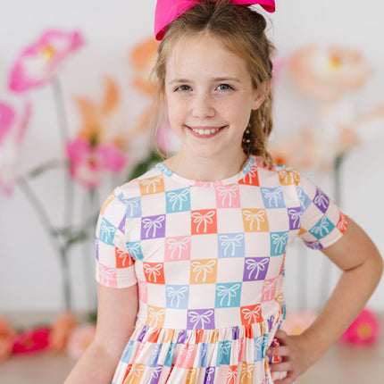 SALE Rainbow Ribbons S/S Pocket Twirl Dress