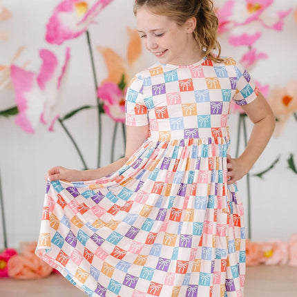 SALE Rainbow Ribbons S/S Pocket Twirl Dress