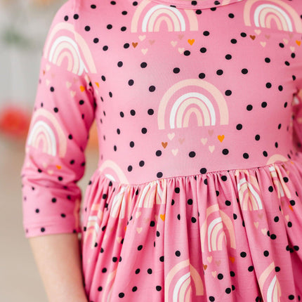 Rainbow Wishes 3/4 Sleeve Pocket Twirl Dress