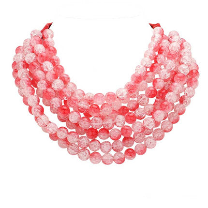 Women's Chunky Multi-Strand Beaded Statement Necklace with Magnetic Clasp