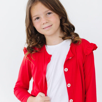 Red Ruffle Cardigan