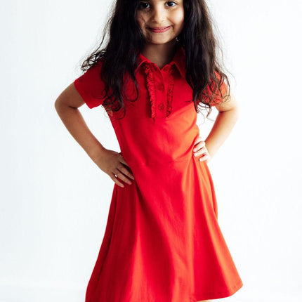 Red S/S Polo Dress