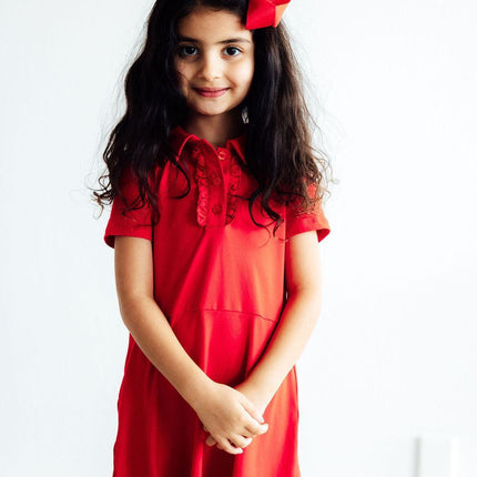 Red S/S Polo Dress